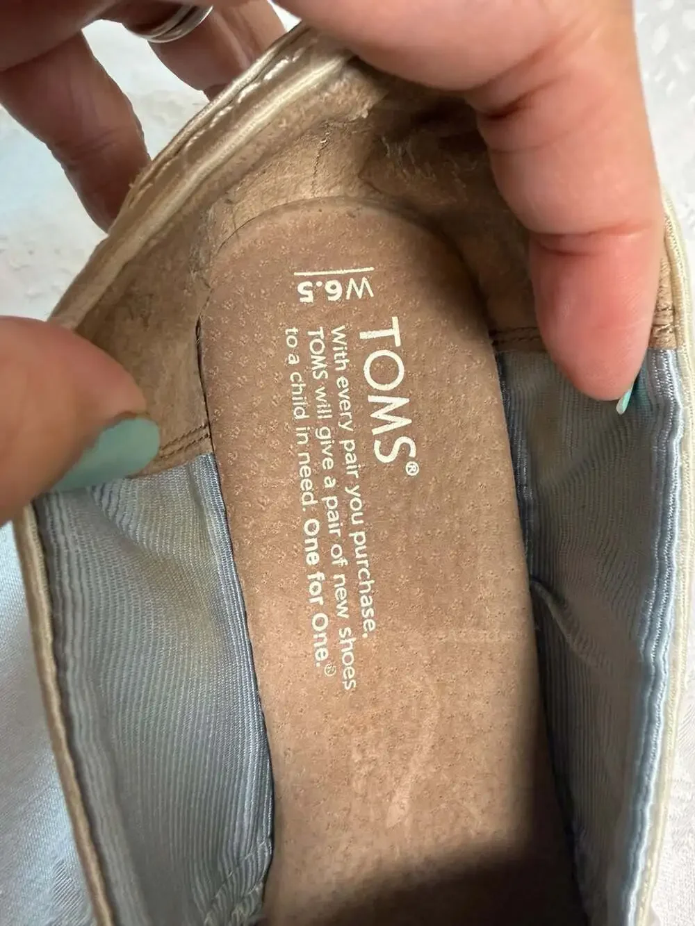 TOMS Beige Canvas Espadrille Peep Toe Wedge Heels